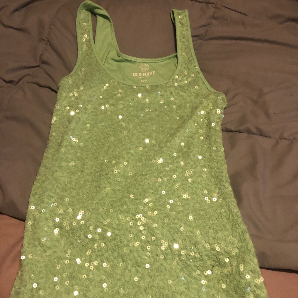 Green sequin tank top
